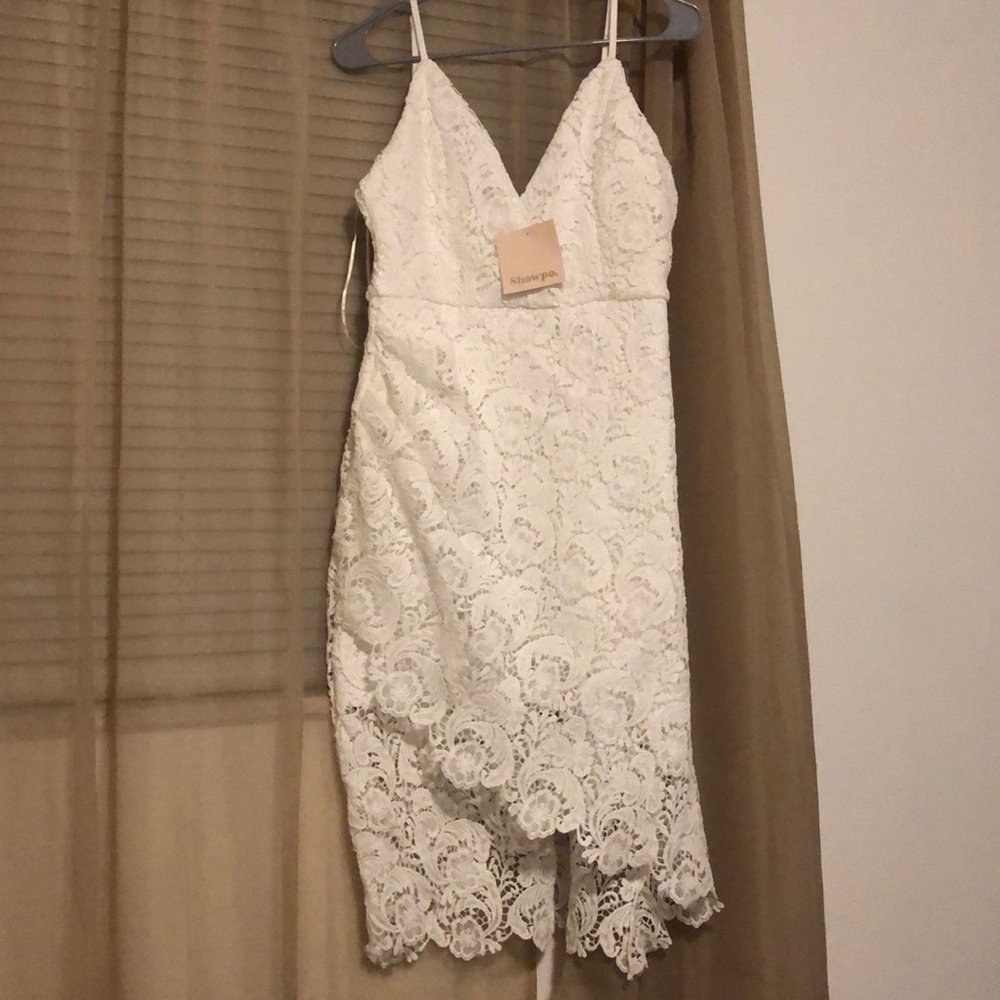 White lace midi dress